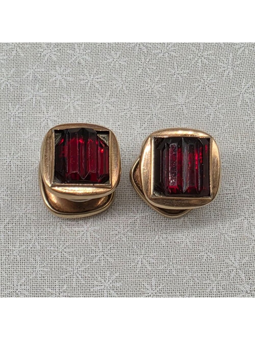 Sta-Lok't GF Vintage Cufflinks Stay locked Red Funky Mens Sturdy AS IS